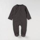 Organic Ribbed Baby One-Piece – Charcoal