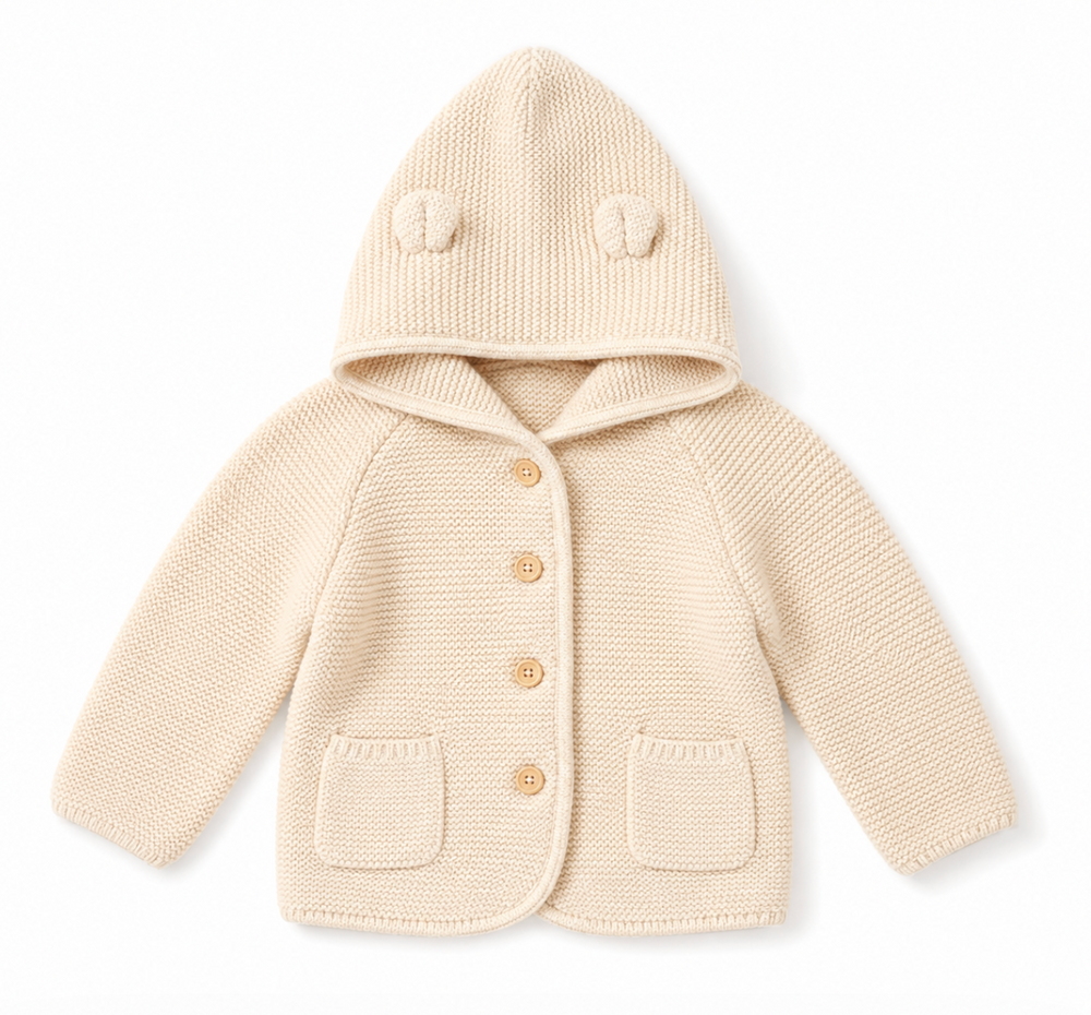 Cozy Bear Knit Hooded Cardigan - Available Week of August