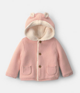 Baby Girl Bear Sweater Knit Hooded Jacket