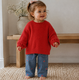 Heart-Detail Barrel-Leg Baby Jeans