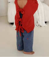 Heart-Detail Barrel-Leg Baby Jeans