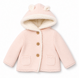 Pink Bear Knit Hooded Jacket