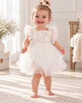 Pearl Petal Romper — Ivory