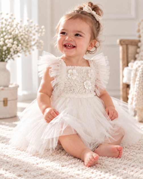 Pearl Petal Romper — Ivory