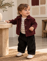 Burgundy Cord Jacket, Tee & Jogger Kids 3-Piece Set