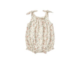 Aster floral shoulder-tie bubble baby romper, pre-loved