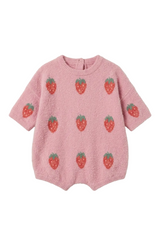 Strawberry print cotton baby romper – view 2