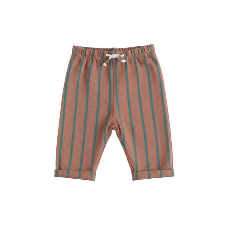 Striped Cotton Joggers - Terracotta