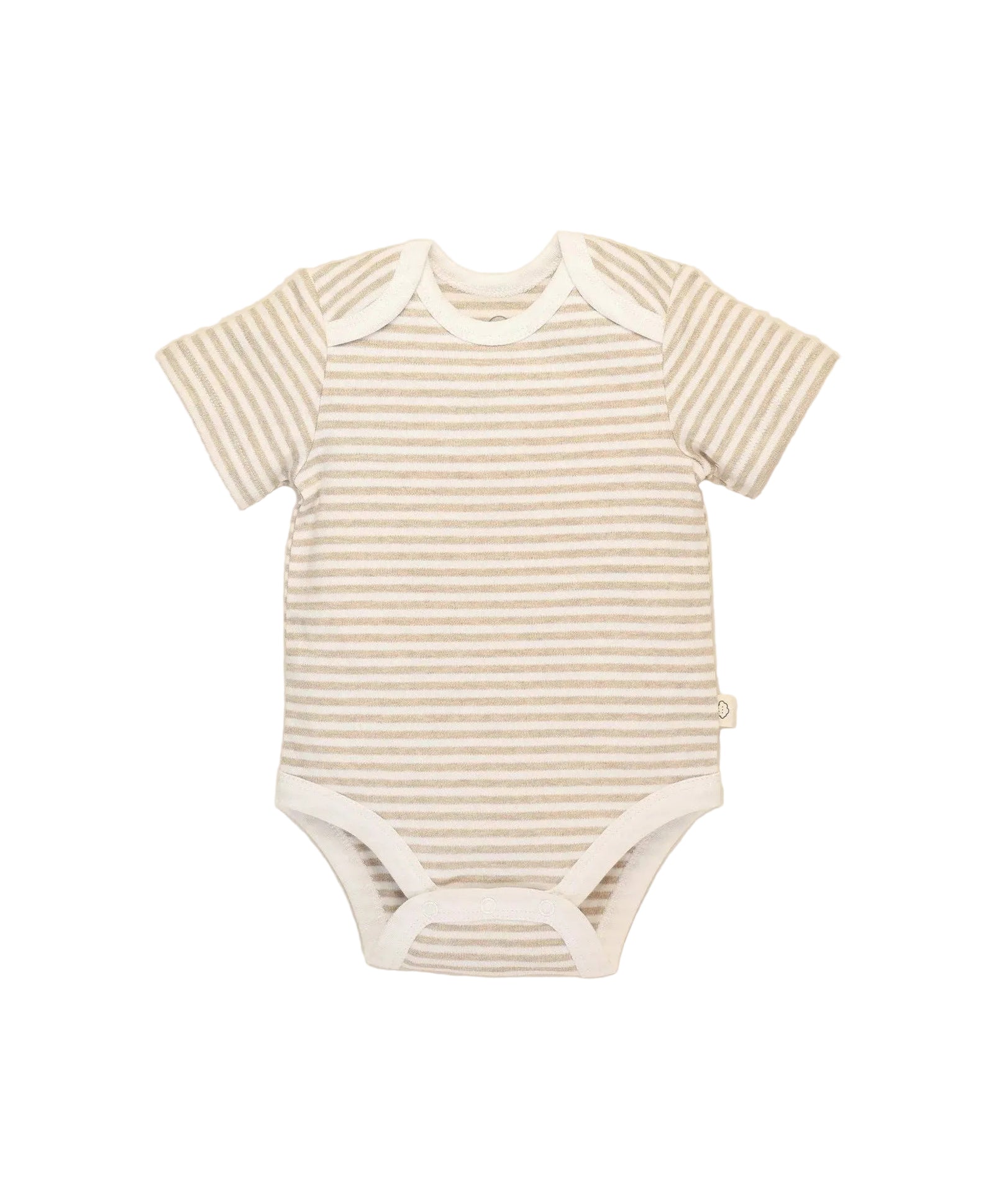 Striped baby bodysuit on a beige background