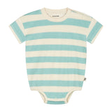 Mint stripe terry cotton baby bodysuit – view 5