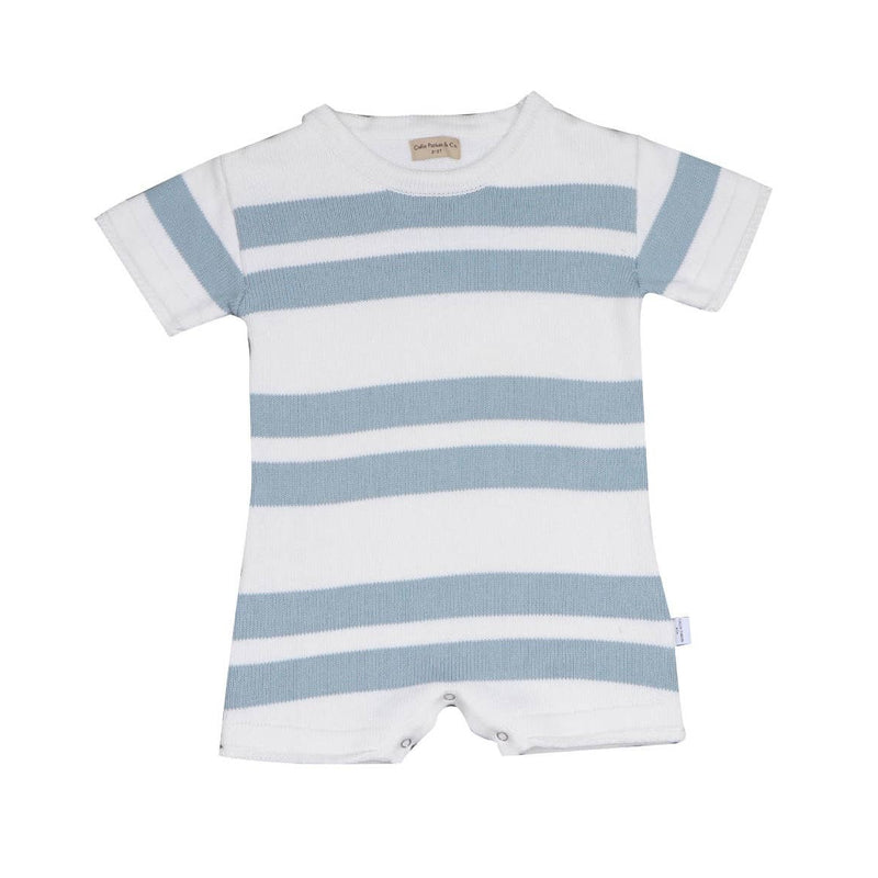 Knit Shortie Romper - White & Mist