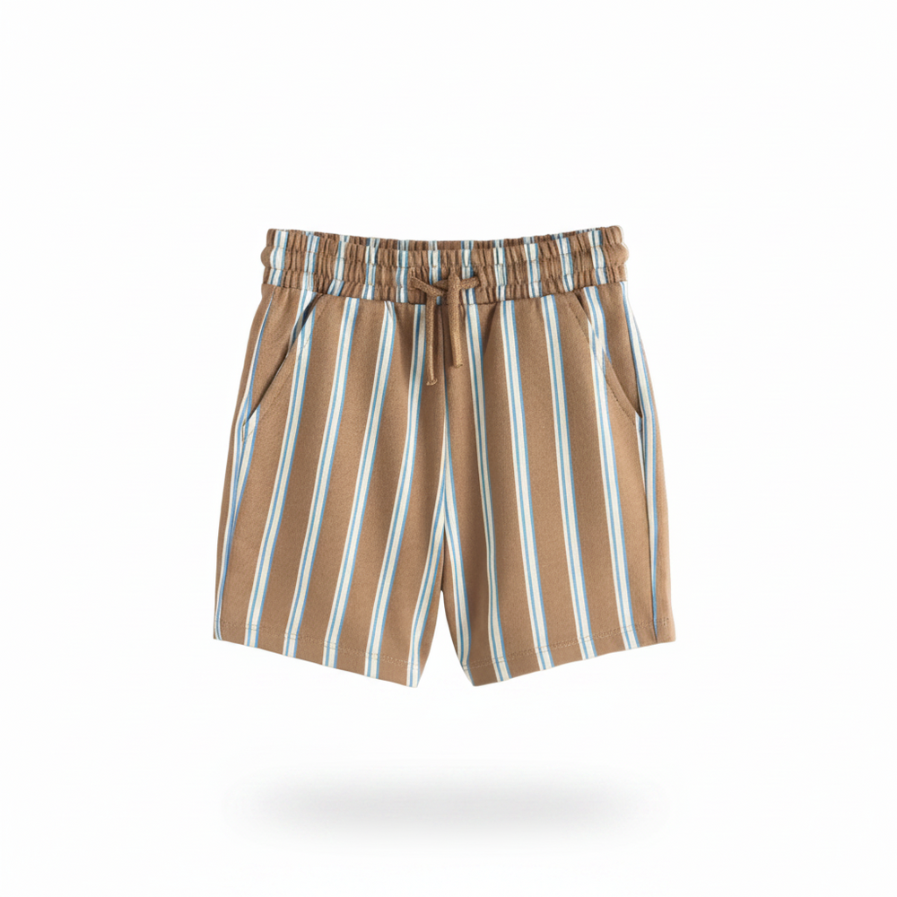 Camel Stripe Cotton Shorts — Honey & Stitch baby & toddler clothing