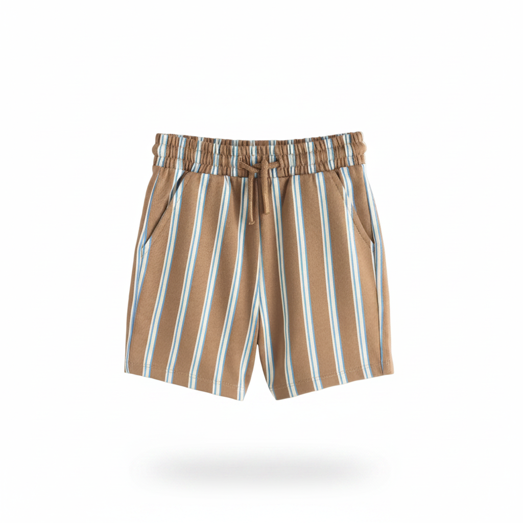 Camel Stripe Cotton Shorts