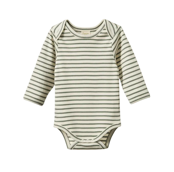 Striped long-sleeve baby bodysuit from two-pack set
