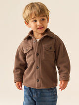 Chocolate Brown Borg-Lined Cord Kids Shacket