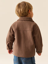 Chocolate Brown Borg-Lined Cord Kids Shacket