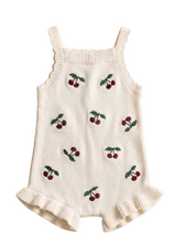 Cherry print cotton knit baby romper – view 2
