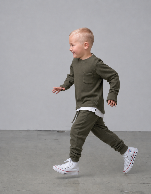 Green Waffle-Knit Kids Top (vendor placeholder photo)