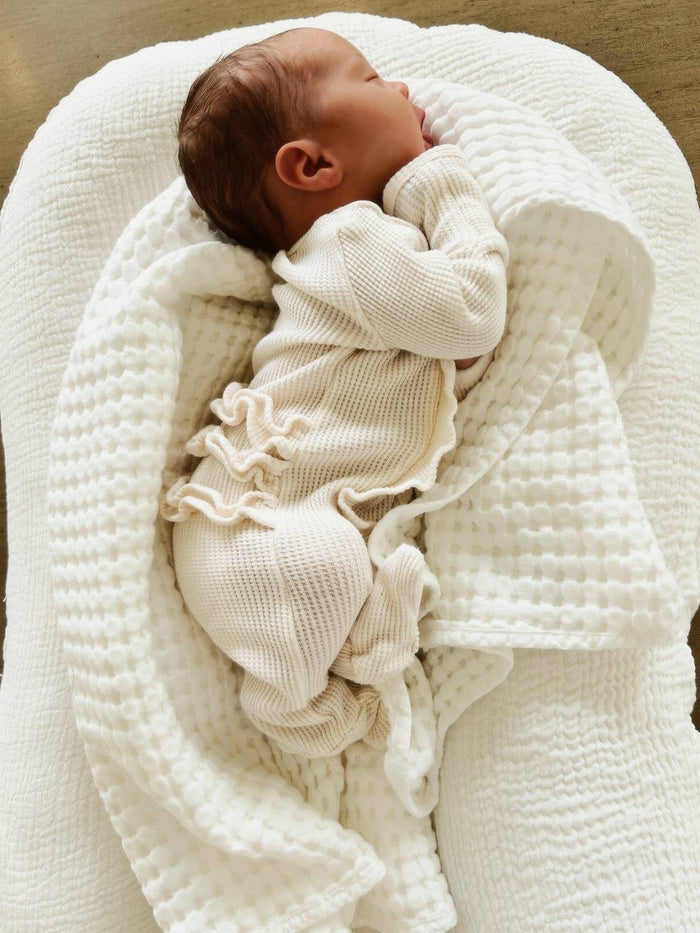 Snow Organic Waffle Ruffle Baby Footie