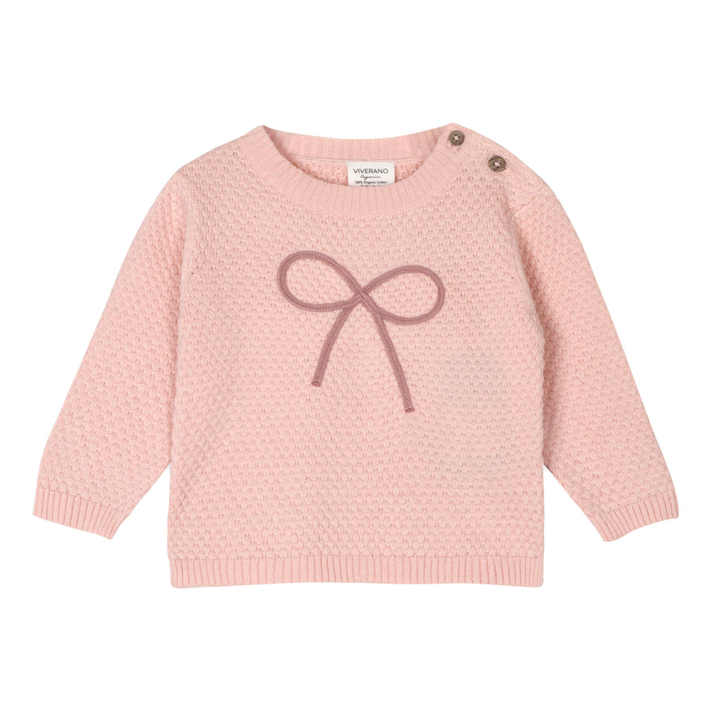 Rosewood pink sweater-knit baby pullover