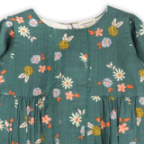 Teal Floral Organic Muslin Baby Romper & Headband Set