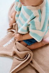 Mint stripe terry cotton baby bodysuit – view 3