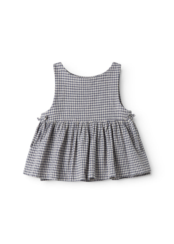 Navy Check Cotton and Linen Toddler Top - MarMar Copenhagen