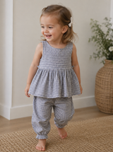Navy Check Cotton and Linen Toddler Top - MarMar Copenhagen