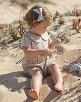 Baby girl floral cotton romper with bow – view 4