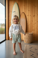 Green Stripe Cotton Toddler Shorts