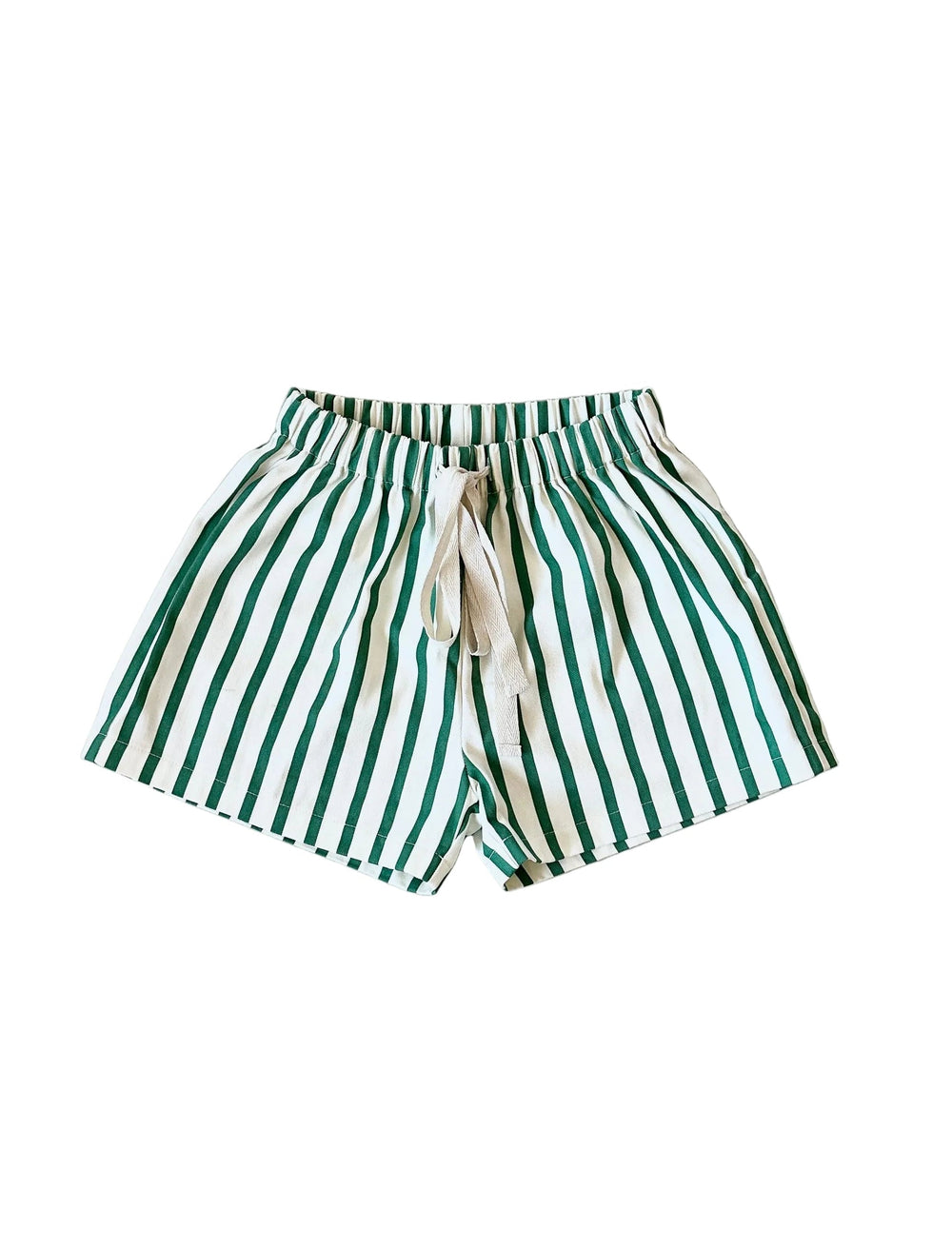 Green Stripe Cotton Toddler Shorts