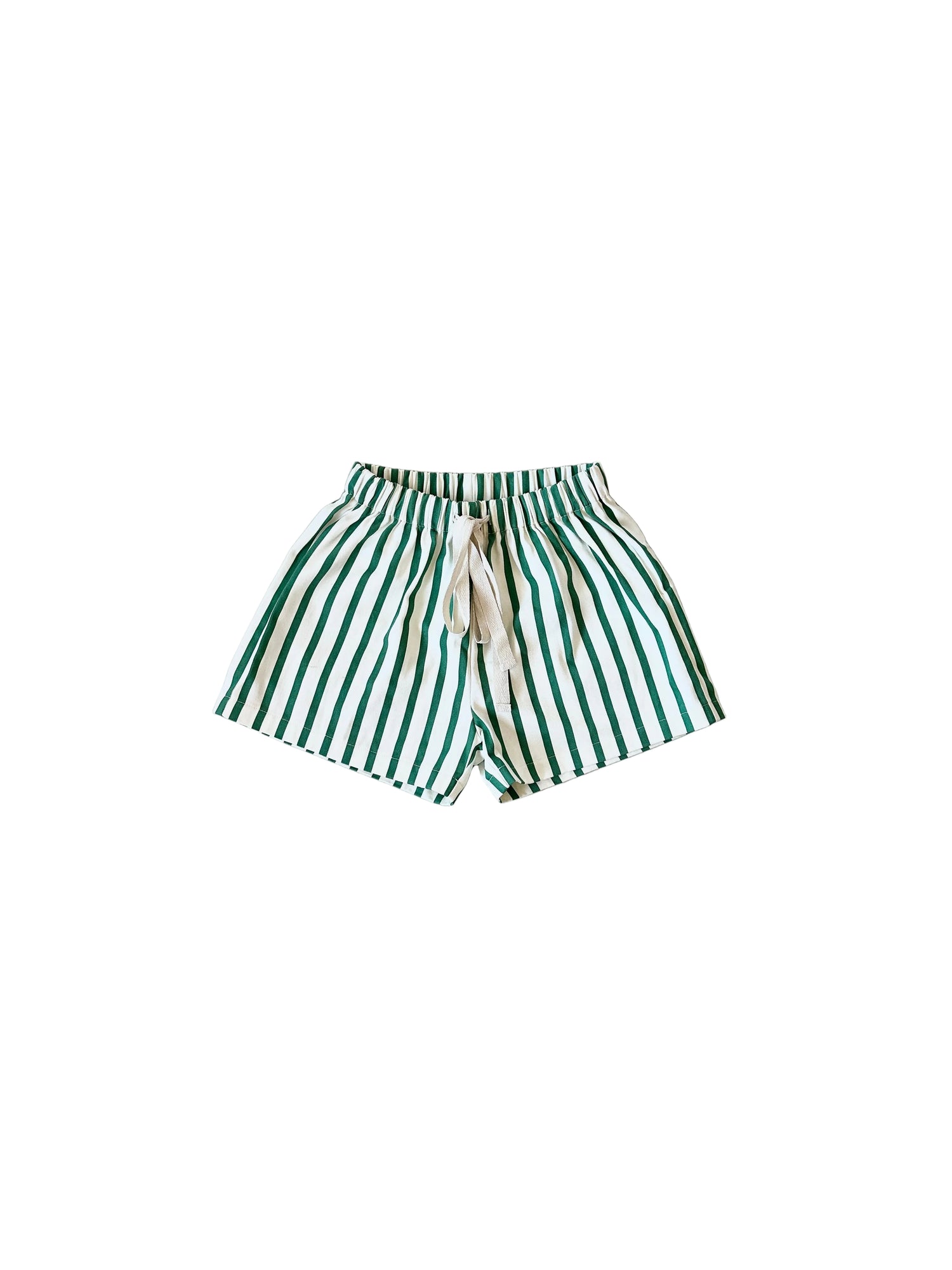 Green Stripe Cotton Shorts