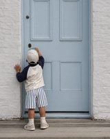 Cobalt stripe cotton baby shorts – view 4