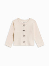Pointelle button-down baby cardigan – view 4