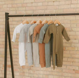Organic Cotton Button Baby Romper: Terracotta