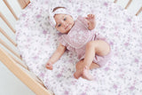 Pink daisy embroidered bubble baby romper – view 5