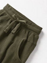 Green Waffle-Knit Kids Jogger