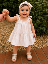 Mauve floral organic cotton baby dress – view 2