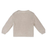 Flower Embroidered Chunky Knit Baby Sweater – Stone