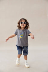 Toddler Cargo Shorts-Navy Stripes