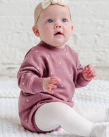 Organic Cotton Fleece Bubble Baby Romper – Hearts & Polka Dots