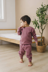Mauve waffle knit baby jogger set – view 2