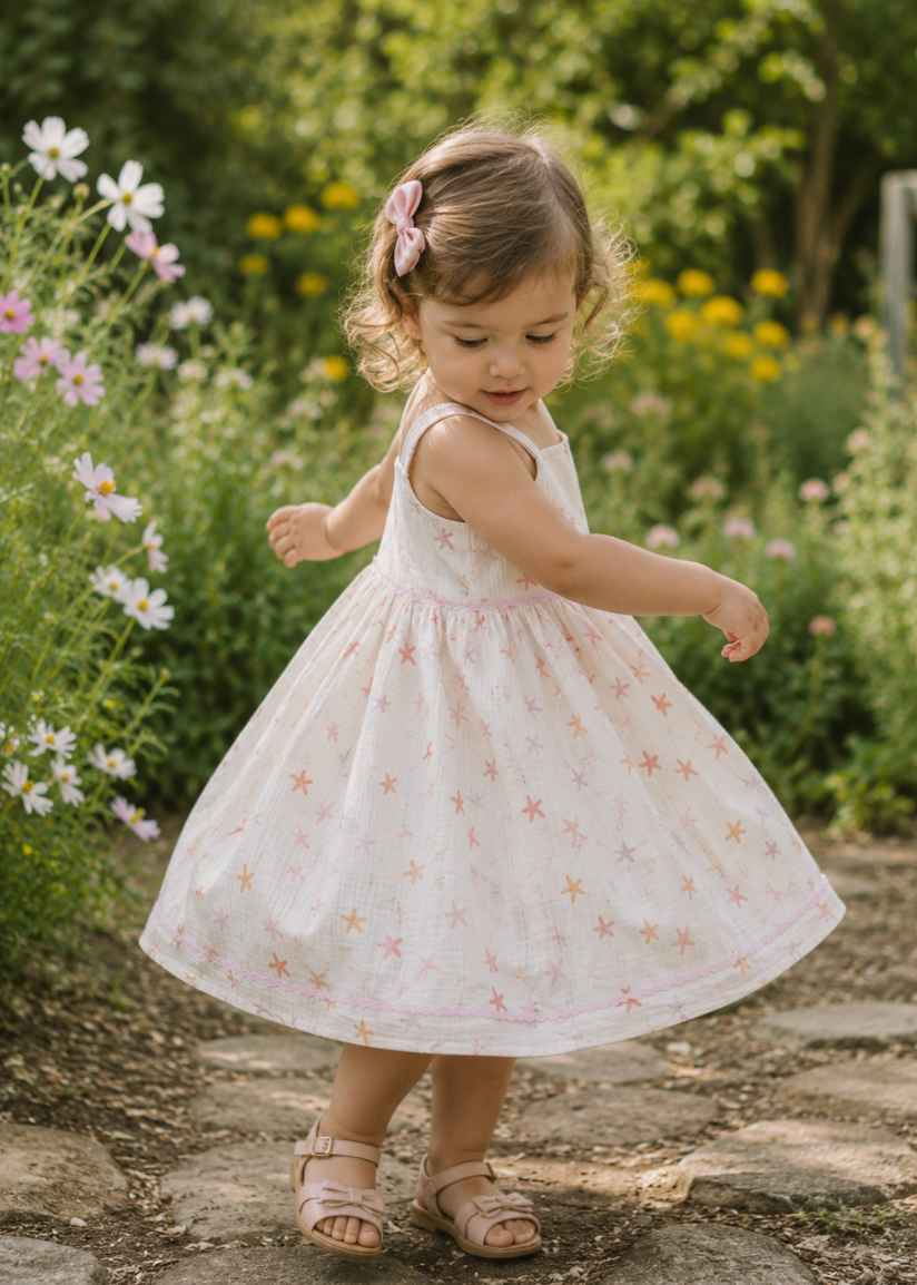 Starfish Print Organic Cotton Toddler Dress