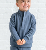 Blue fleece half-zip baby pullover – view 2