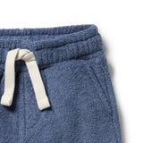 Deep blue organic cotton terry baby shorts – view 3